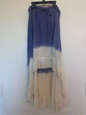 Bohemian High-Low Tie-Dye Maxi Skirt in purple and Cream